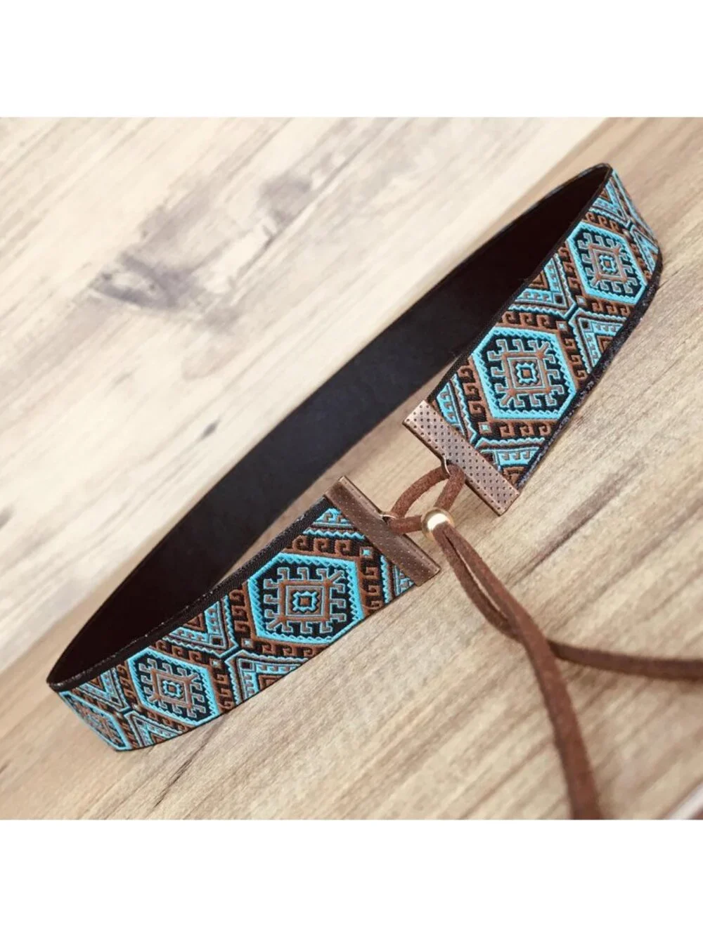 Turquoise & Brown Adjustable Western Hat Band | Cowboy Fedora Accessory for All